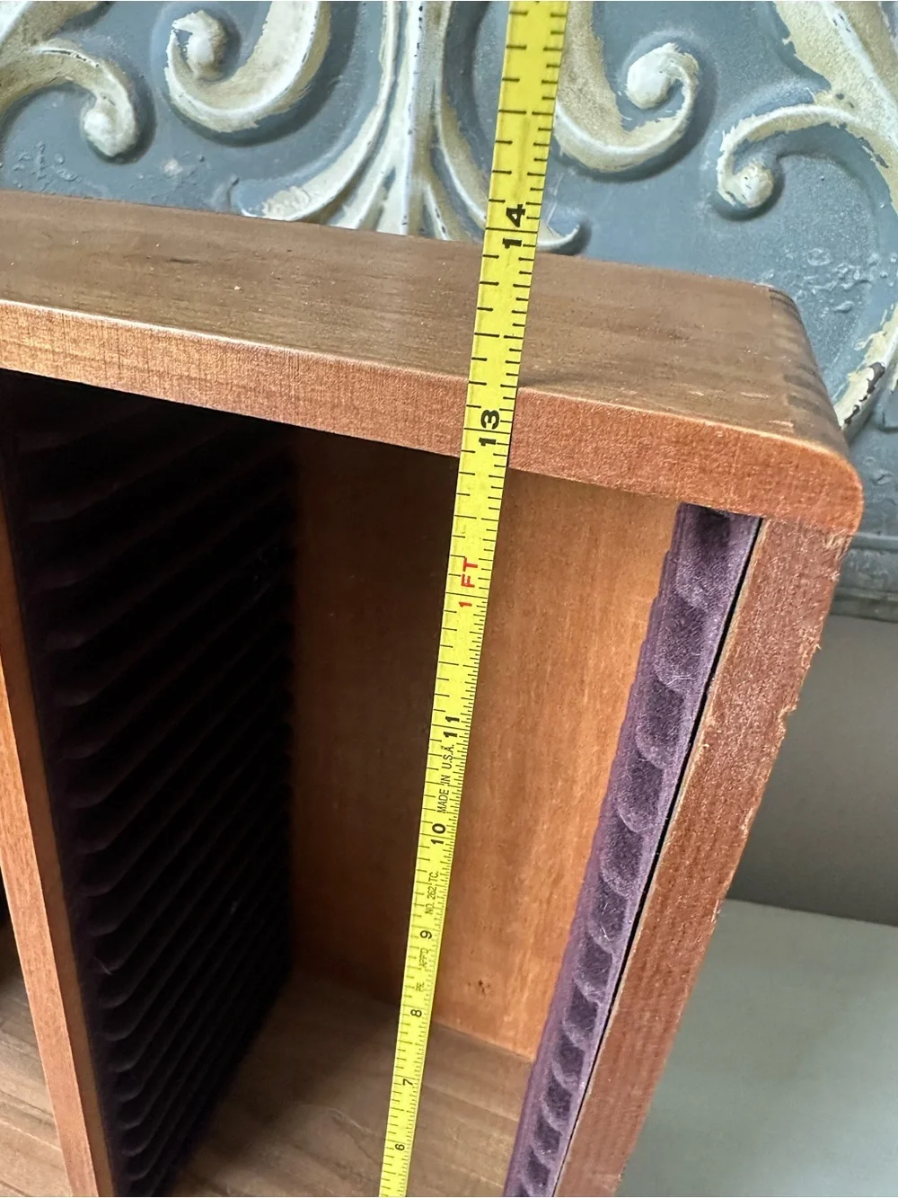 Vintage wood dove tail compact disc cd holder
